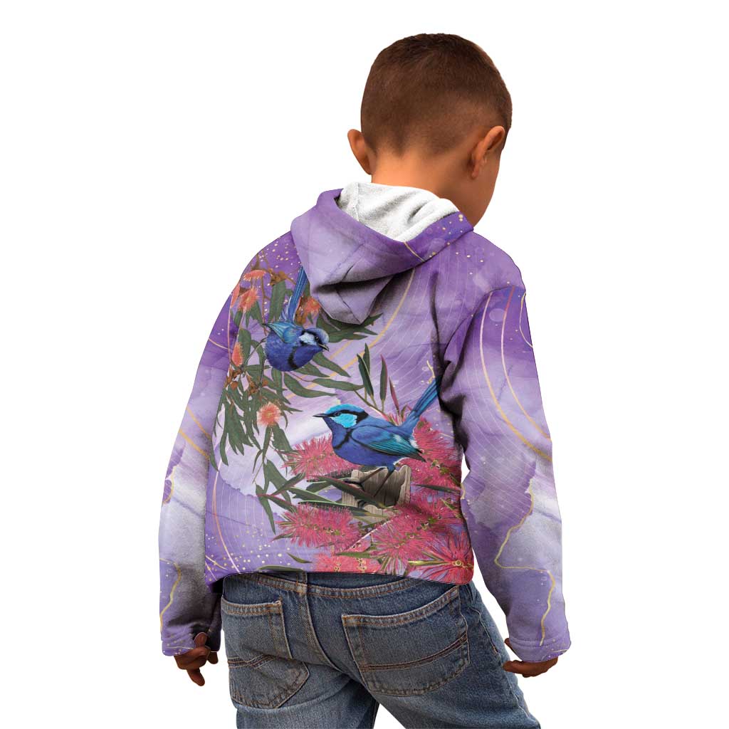 Australia Splendid Fairy Wren on Eucalyptus Kid Hoodie Epilepsy Awareness - Aussie Hoodie