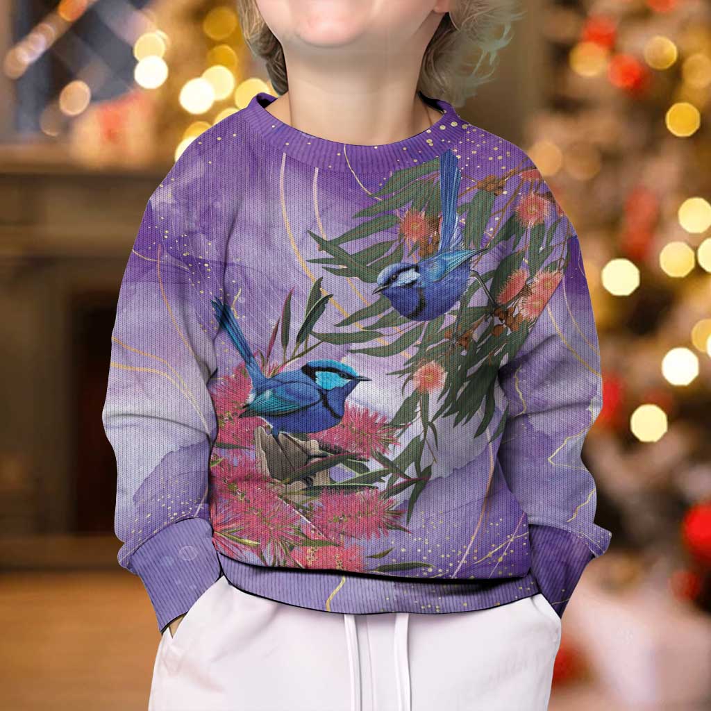 Australia Splendid Fairy Wren on Eucalyptus Kid Ugly Christmas Sweater Epilepsy Awareness - Aussie Hoodie