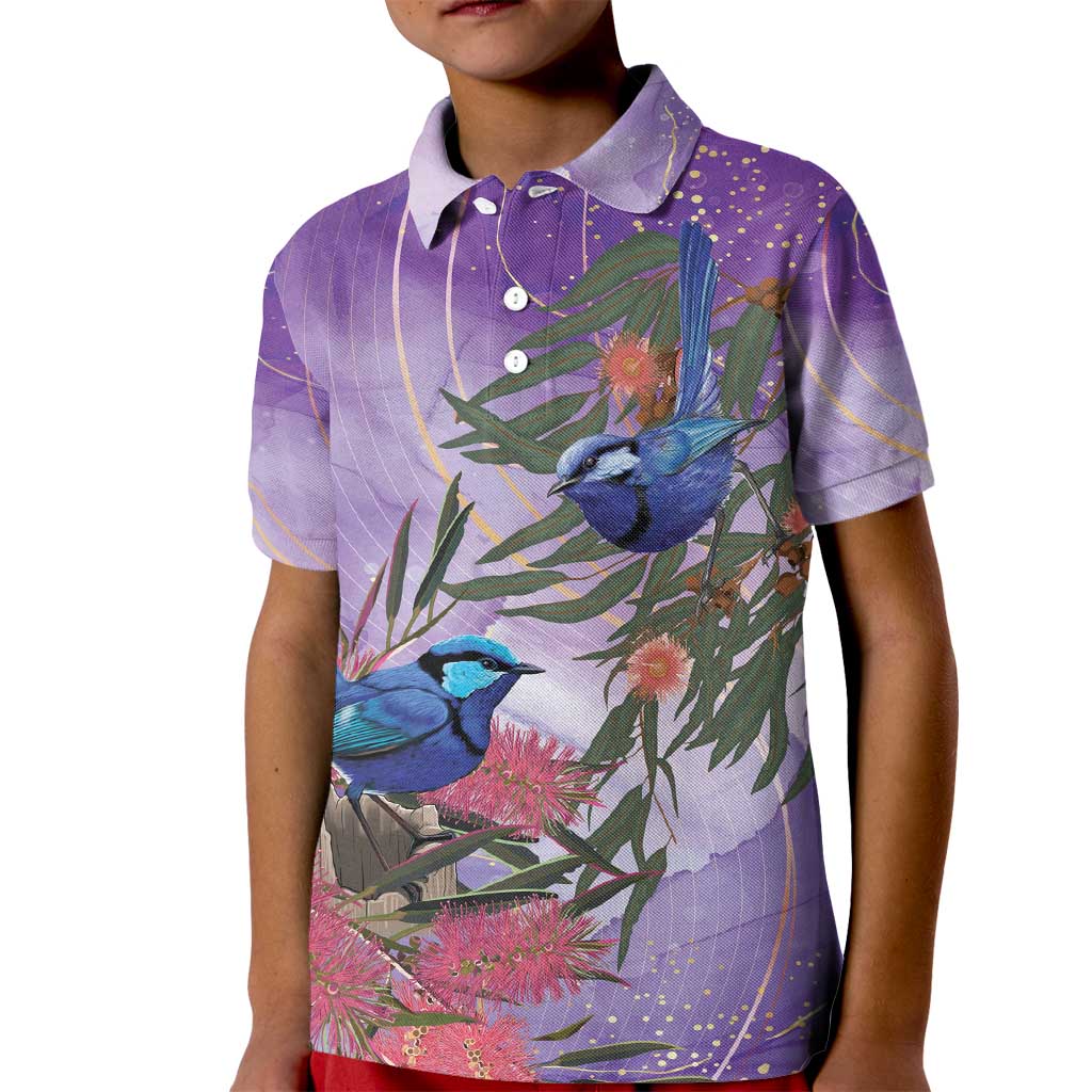 Australia Splendid Fairy Wren on Eucalyptus Kid Polo Shirt Epilepsy Awareness - Aussie Hoodie