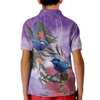 Australia Splendid Fairy Wren on Eucalyptus Kid Polo Shirt Epilepsy Awareness - Aussie Hoodie