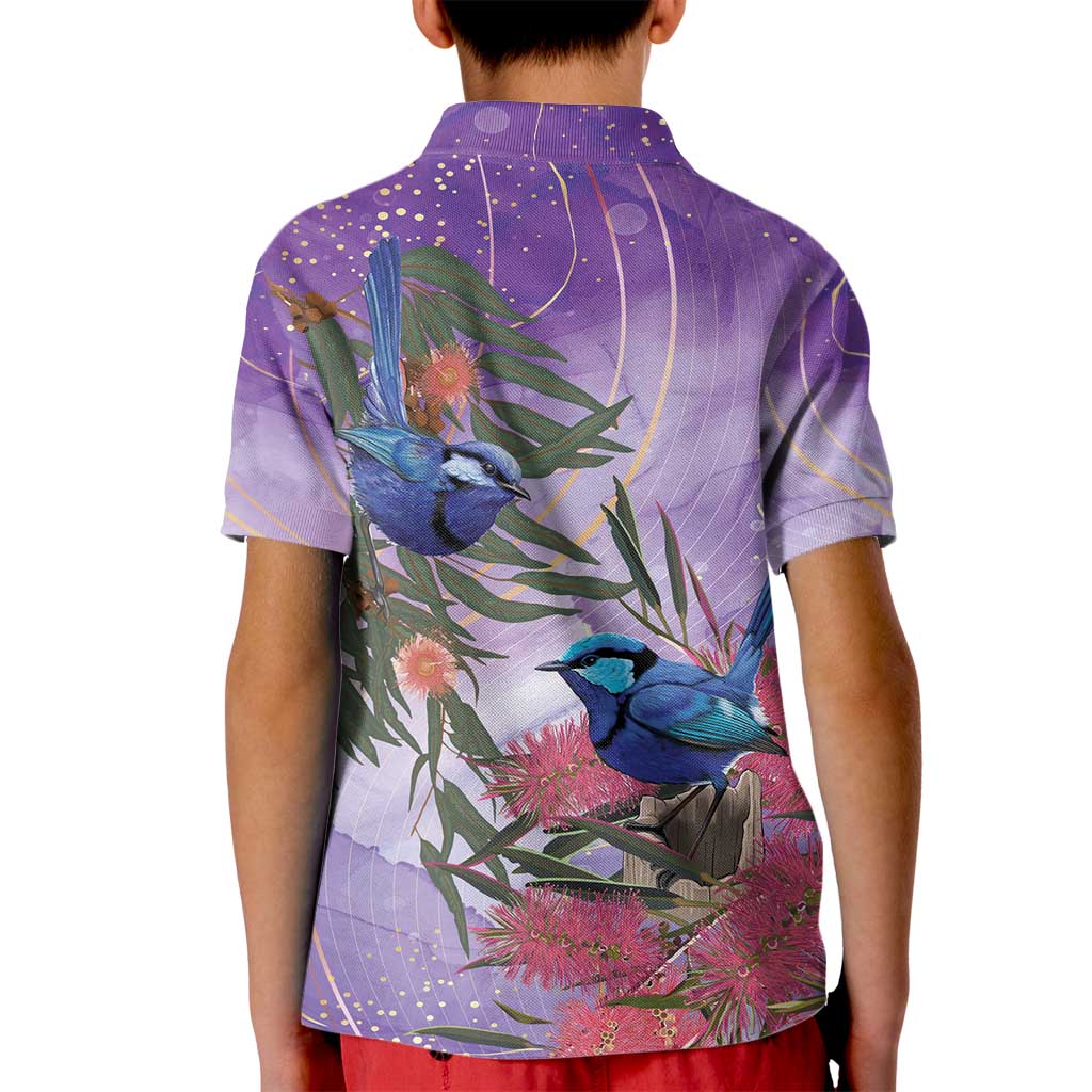 Australia Splendid Fairy Wren on Eucalyptus Kid Polo Shirt Epilepsy Awareness - Aussie Hoodie
