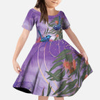 Australia Splendid Fairy Wren on Eucalyptus Kid Short Sleeve Dress Epilepsy Awareness - Aussie Hoodie