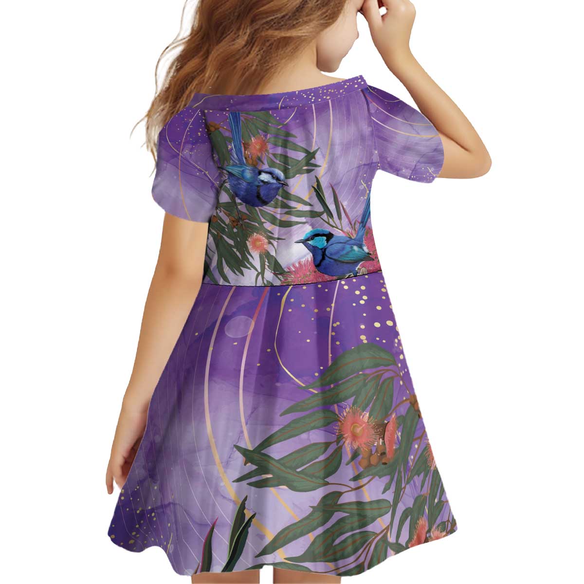Australia Splendid Fairy Wren on Eucalyptus Kid Short Sleeve Dress Epilepsy Awareness - Aussie Hoodie