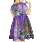 Australia Splendid Fairy Wren on Eucalyptus Kid Short Sleeve Dress Epilepsy Awareness - Aussie Hoodie