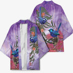 Australia Splendid Fairy Wren on Eucalyptus Kimono Epilepsy Awareness - Aussie Hoodie