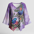 Australia Splendid Fairy Wren on Eucalyptus Kimono Sleeve Blouse Epilepsy Awareness - Aussie Hoodie
