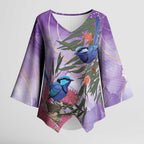 Australia Splendid Fairy Wren on Eucalyptus Kimono Sleeve Blouse Epilepsy Awareness - Aussie Hoodie