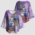 Australia Splendid Fairy Wren on Eucalyptus Kimono Sleeve Blouse Epilepsy Awareness - Aussie Hoodie