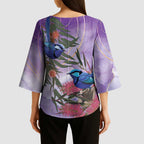 Australia Splendid Fairy Wren on Eucalyptus Kimono Sleeve Blouse Epilepsy Awareness - Aussie Hoodie