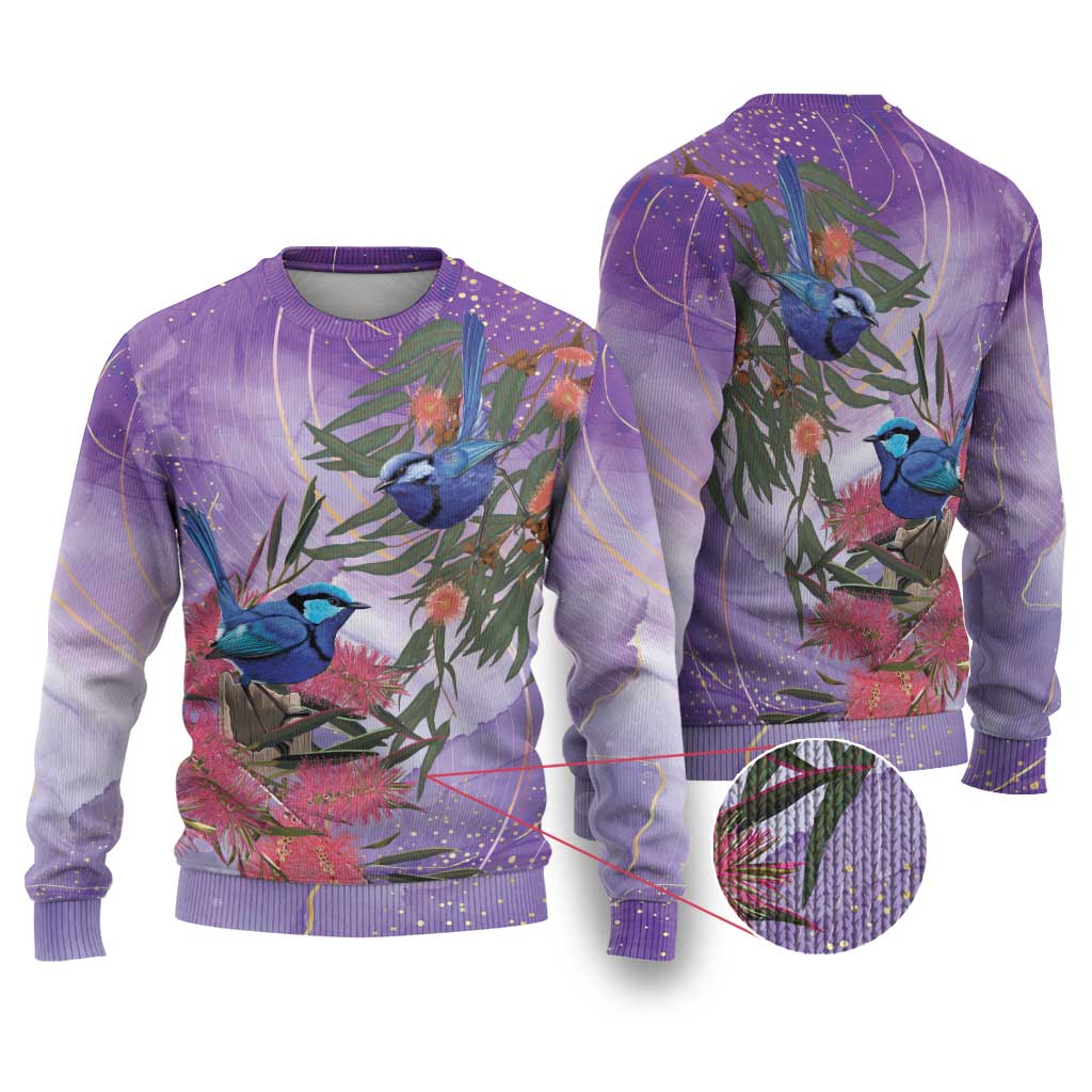 Australia Splendid Fairy Wren on Eucalyptus Ugly Christmas Sweater Epilepsy Awareness - Aussie Hoodie