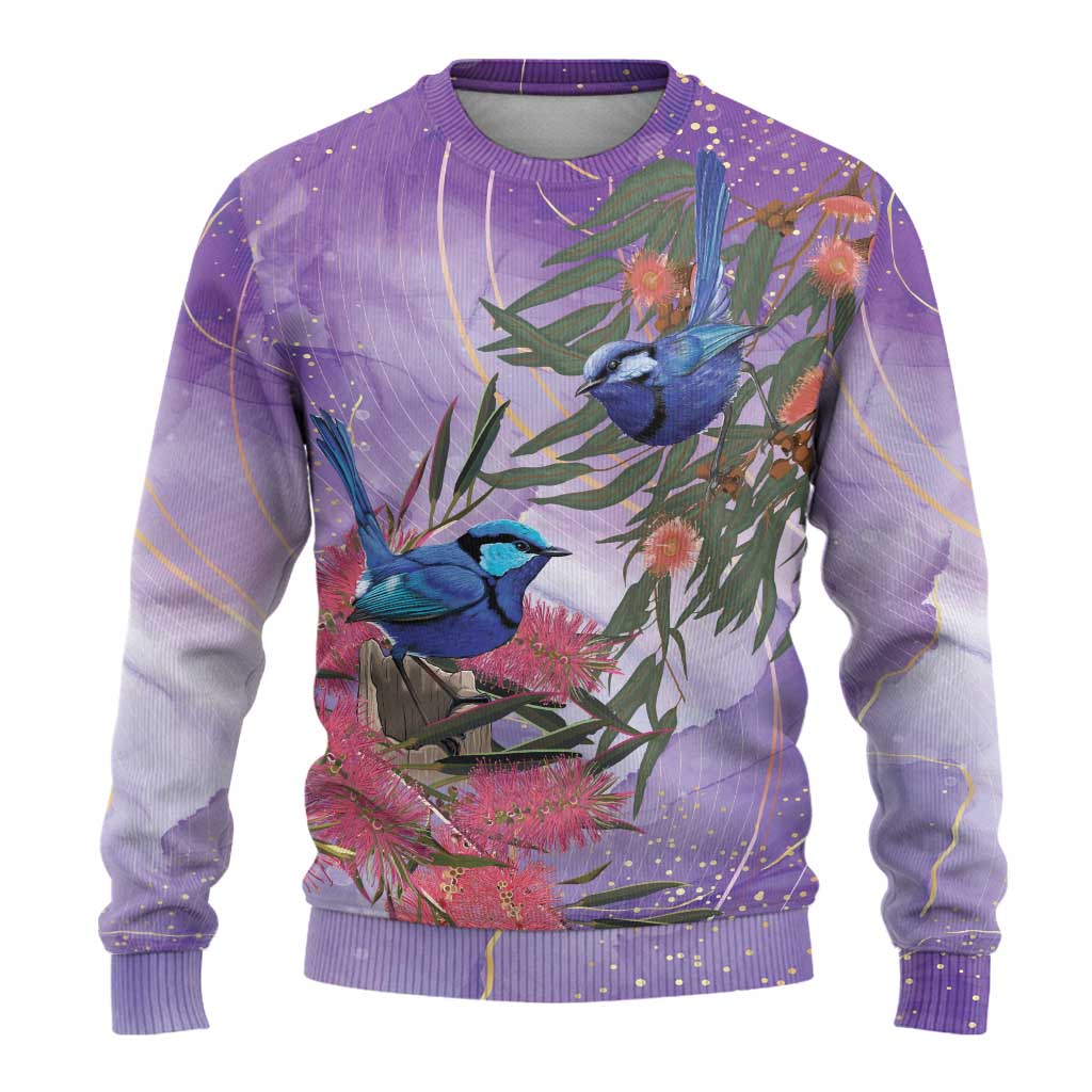 Australia Splendid Fairy Wren on Eucalyptus Ugly Christmas Sweater Epilepsy Awareness - Aussie Hoodie