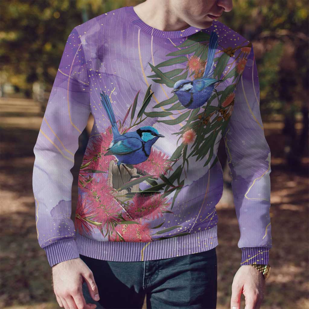 Australia Splendid Fairy Wren on Eucalyptus Ugly Christmas Sweater Epilepsy Awareness - Aussie Hoodie