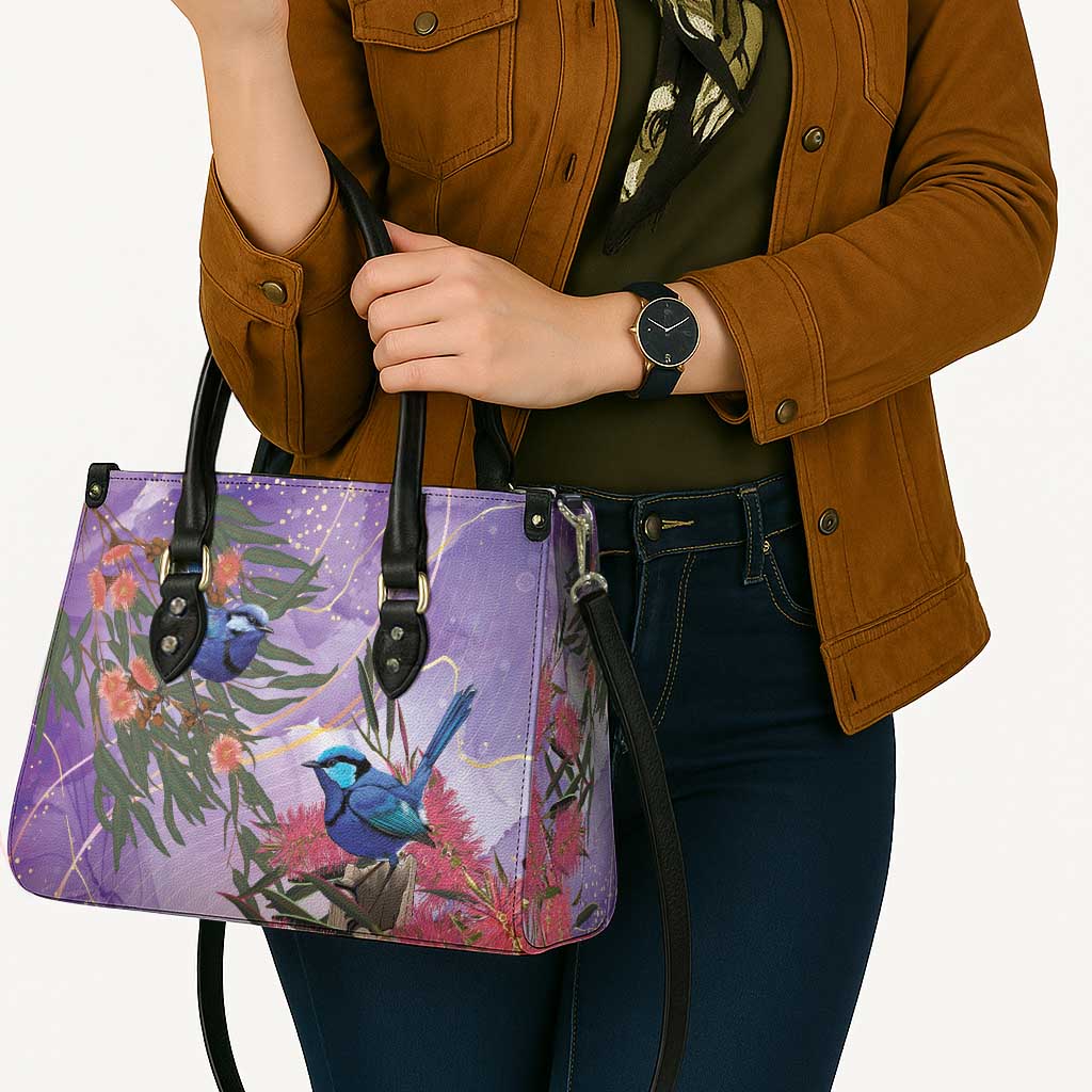 Australia Splendid Fairy Wren on Eucalyptus Leather Bag Epilepsy Awareness - Aussie Hoodie