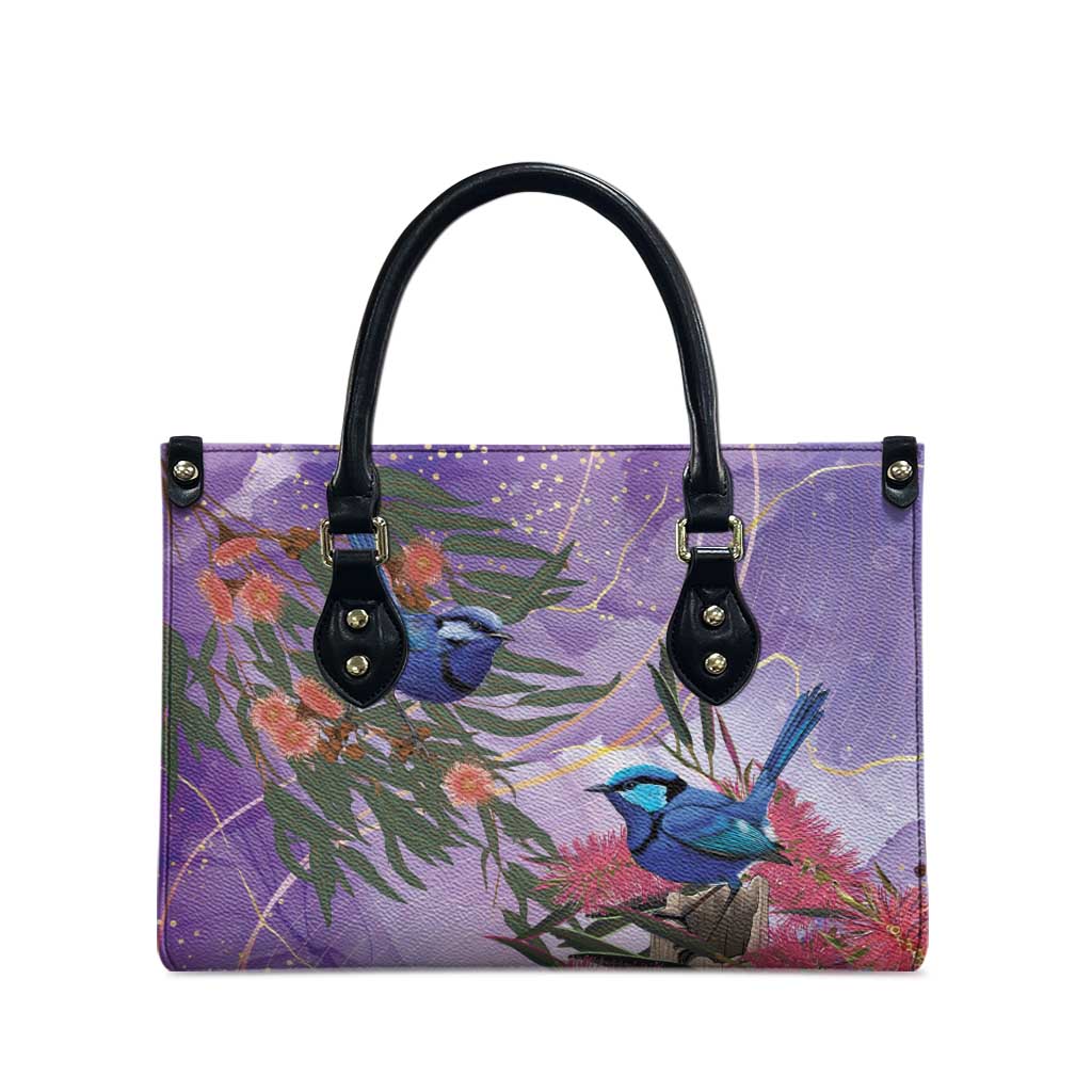 Australia Splendid Fairy Wren on Eucalyptus Leather Bag Epilepsy Awareness - Aussie Hoodie