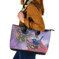 Australia Splendid Fairy Wren on Eucalyptus Leather Tote Bag Epilepsy Awareness - Aussie Hoodie