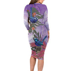 Australia Splendid Fairy Wren on Eucalyptus Long Sleeve Bodycon Dress Epilepsy Awareness - Aussie Hoodie
