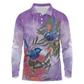 Australia Splendid Fairy Wren on Eucalyptus Long Sleeve Polo Shirt Epilepsy Awareness - Aussie Hoodie