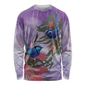 Australia Splendid Fairy Wren on Eucalyptus Long Sleeve Shirt Epilepsy Awareness - Aussie Hoodie