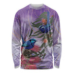 Australia Splendid Fairy Wren on Eucalyptus Long Sleeve Shirt Epilepsy Awareness - Aussie Hoodie