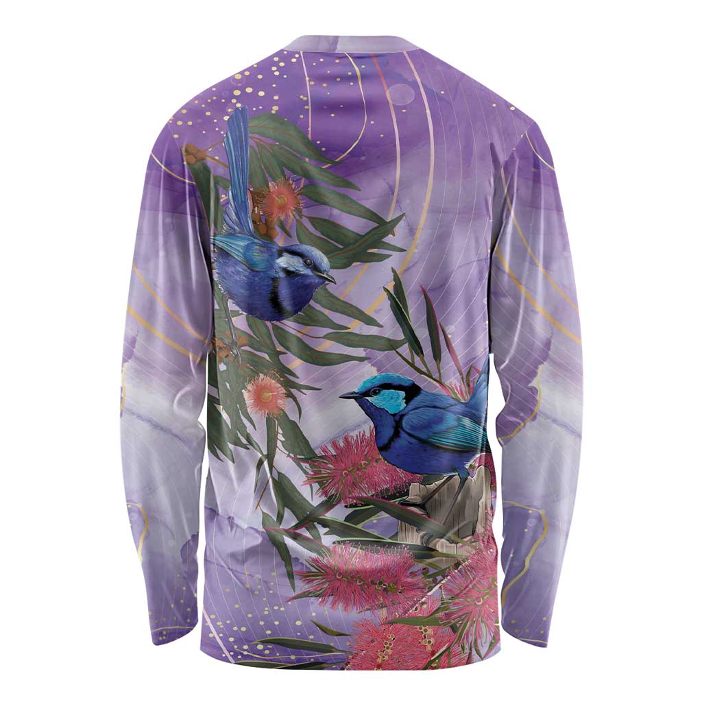 Australia Splendid Fairy Wren on Eucalyptus Long Sleeve Shirt Epilepsy Awareness - Aussie Hoodie
