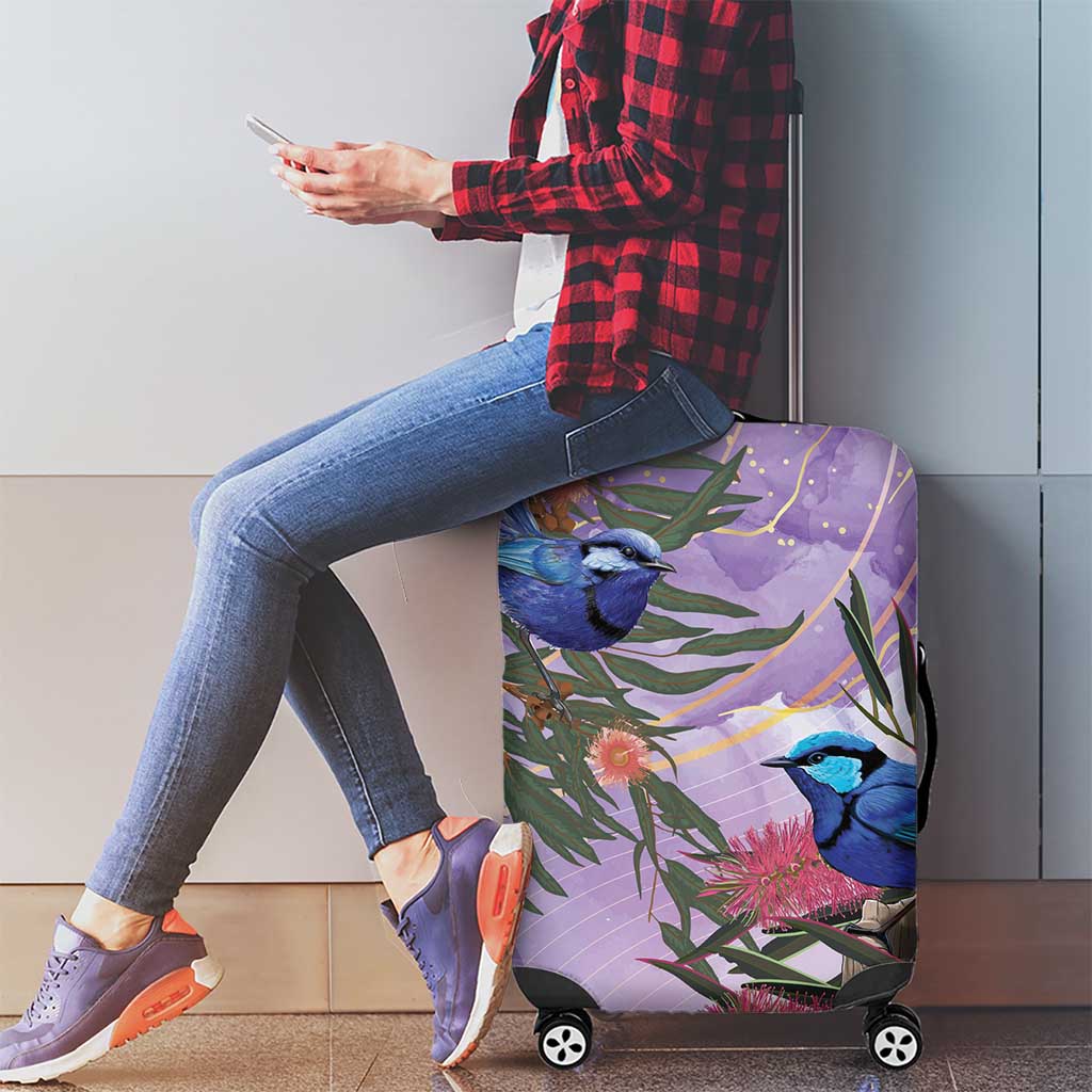 Australia Splendid Fairy Wren on Eucalyptus Luggage Cover Epilepsy Awareness - Aussie Hoodie