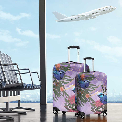 Australia Splendid Fairy Wren on Eucalyptus Luggage Cover Epilepsy Awareness - Aussie Hoodie