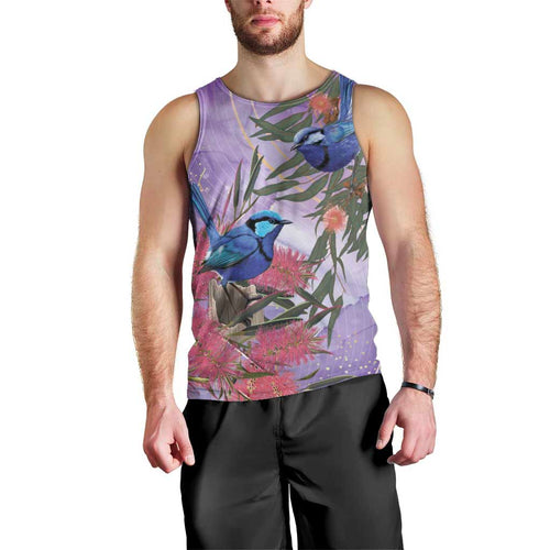Australia Splendid Fairy Wren on Eucalyptus Men Tank Top Epilepsy Awareness - Aussie Hoodie