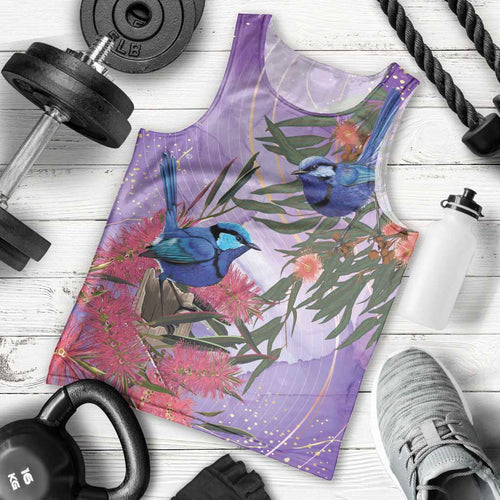 Australia Splendid Fairy Wren on Eucalyptus Men Tank Top Epilepsy Awareness - Aussie Hoodie