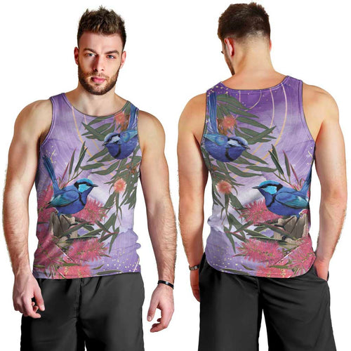 Australia Splendid Fairy Wren on Eucalyptus Men Tank Top Epilepsy Awareness - Aussie Hoodie