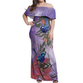 Australia Splendid Fairy Wren on Eucalyptus Off Shoulder Maxi Dress Epilepsy Awareness - Aussie Hoodie