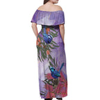 Australia Splendid Fairy Wren on Eucalyptus Off Shoulder Maxi Dress Epilepsy Awareness - Aussie Hoodie