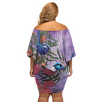 Australia Splendid Fairy Wren on Eucalyptus Off Shoulder Short Dress Epilepsy Awareness - Aussie Hoodie