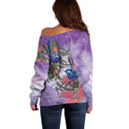 Australia Splendid Fairy Wren on Eucalyptus Off Shoulder Sweater Epilepsy Awareness - Aussie Hoodie