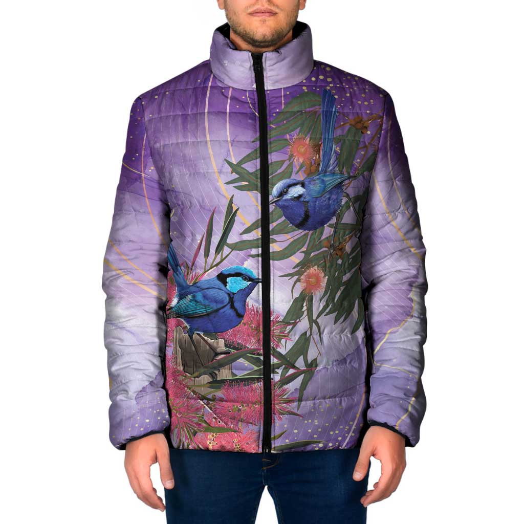 Australia Splendid Fairy Wren on Eucalyptus Padded Jacket Epilepsy Awareness - Aussie Hoodie