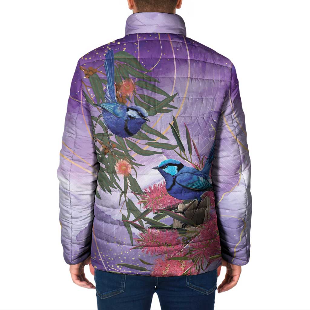 Australia Splendid Fairy Wren on Eucalyptus Padded Jacket Epilepsy Awareness - Aussie Hoodie