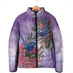Australia Splendid Fairy Wren on Eucalyptus Padded Jacket Epilepsy Awareness - Aussie Hoodie