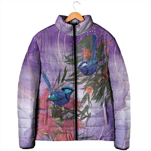Australia Splendid Fairy Wren on Eucalyptus Padded Jacket Epilepsy Awareness - Aussie Hoodie