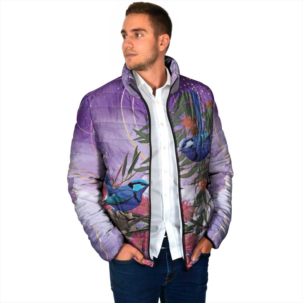 Australia Splendid Fairy Wren on Eucalyptus Padded Jacket Epilepsy Awareness - Aussie Hoodie