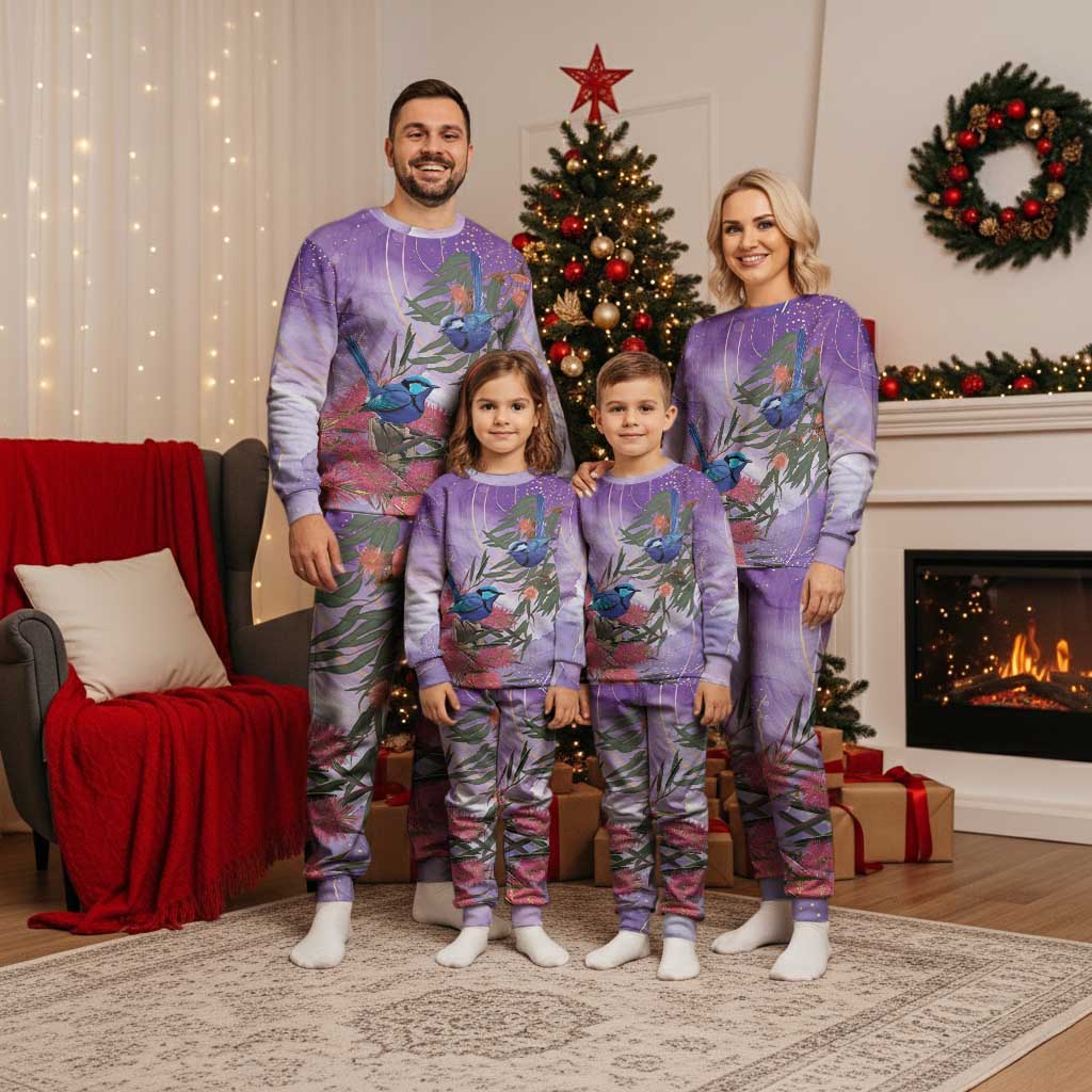 Australia Splendid Fairy Wren on Eucalyptus Christmas Pajama Set Epilepsy Awareness - Aussie Hoodie