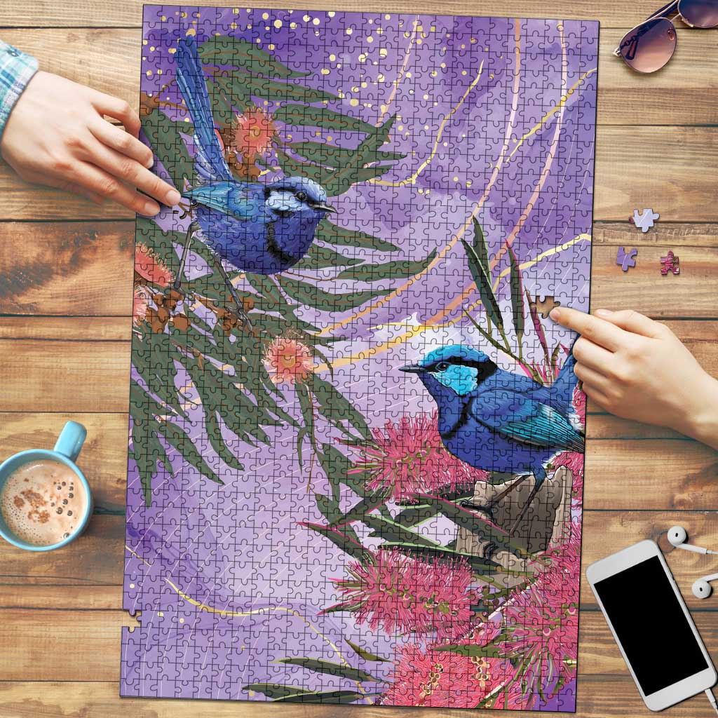Australia Splendid Fairy Wren on Eucalyptus Puzzle Epilepsy Awareness - Aussie Hoodie