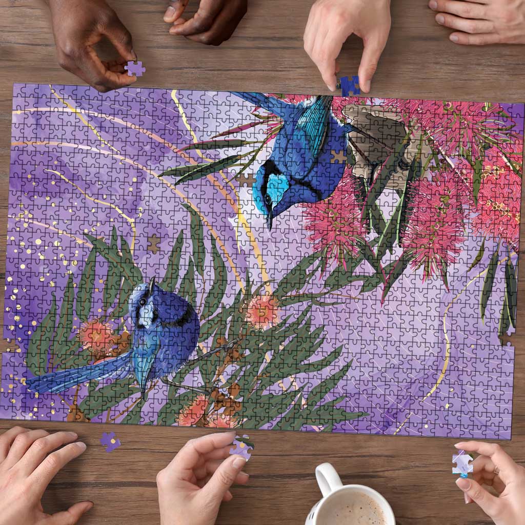 Australia Splendid Fairy Wren on Eucalyptus Puzzle Epilepsy Awareness - Aussie Hoodie