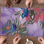 Australia Splendid Fairy Wren on Eucalyptus Puzzle Epilepsy Awareness - Aussie Hoodie
