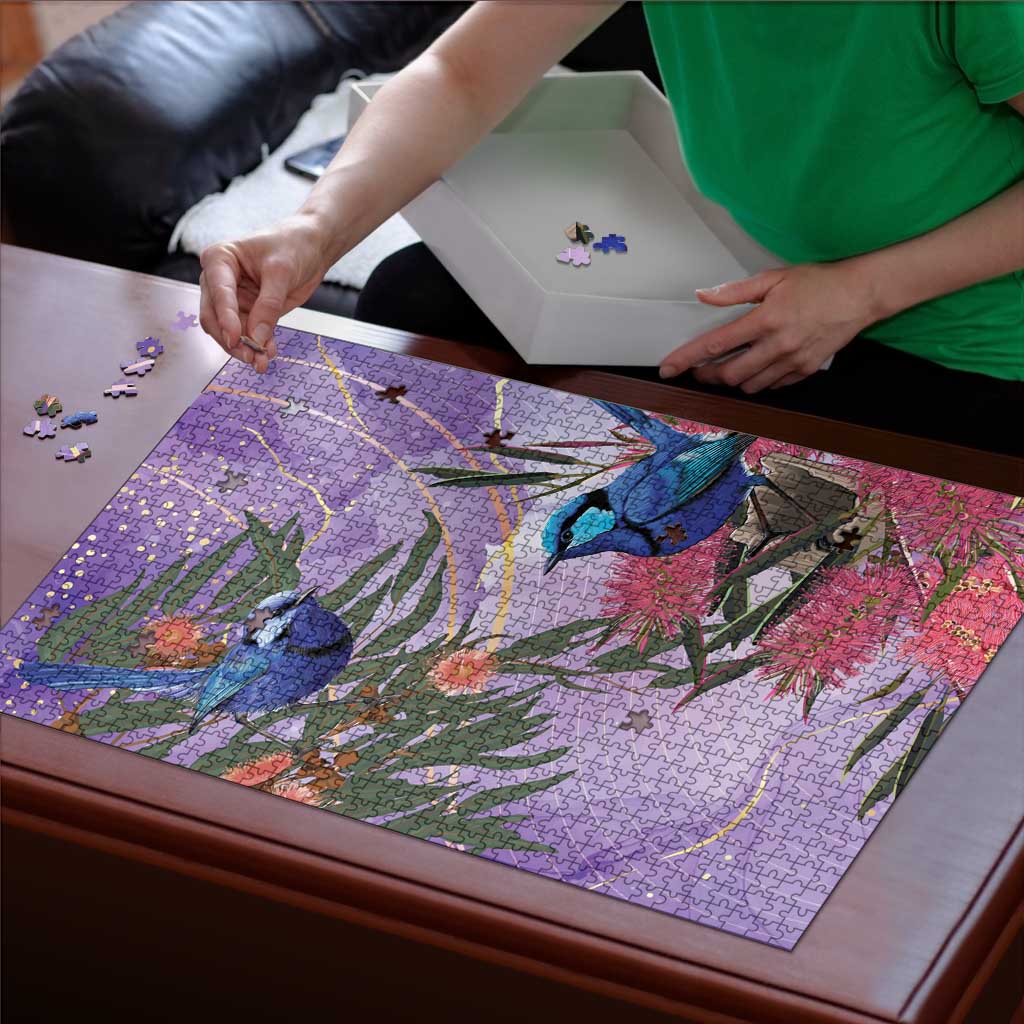 Australia Splendid Fairy Wren on Eucalyptus Puzzle Epilepsy Awareness - Aussie Hoodie