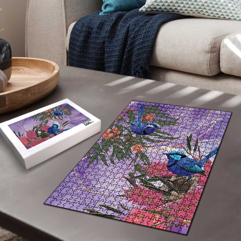 Australia Splendid Fairy Wren on Eucalyptus Puzzle Epilepsy Awareness - Aussie Hoodie