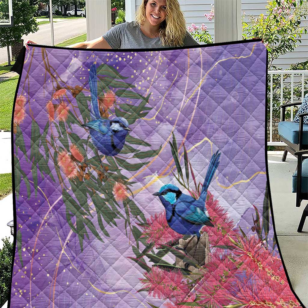 Australia Splendid Fairy Wren on Eucalyptus Quilt Epilepsy Awareness - Aussie Hoodie