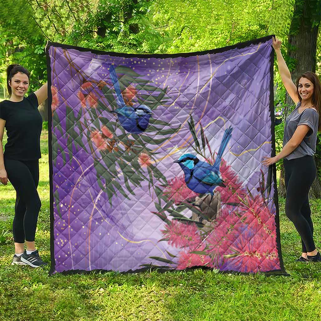Australia Splendid Fairy Wren on Eucalyptus Quilt Epilepsy Awareness - Aussie Hoodie