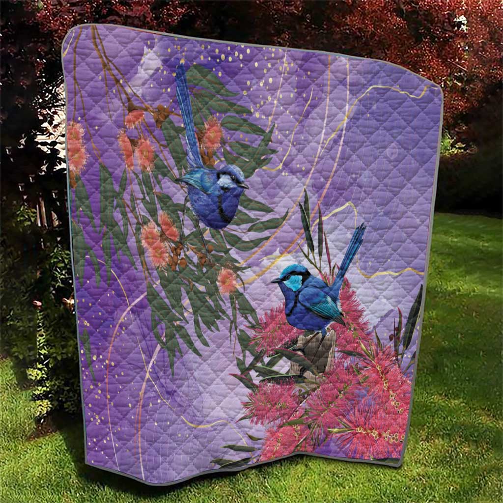Australia Splendid Fairy Wren on Eucalyptus Quilt Epilepsy Awareness - Aussie Hoodie