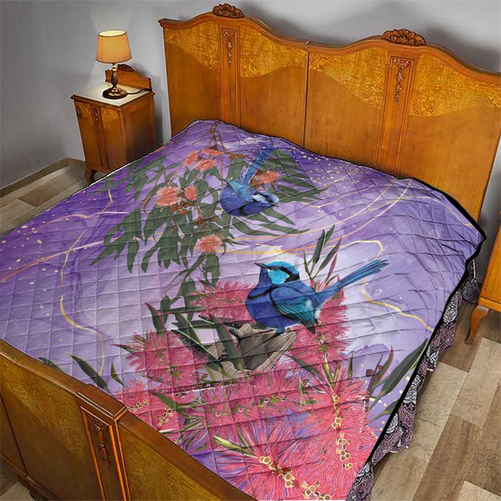 Australia Splendid Fairy Wren on Eucalyptus Quilt Epilepsy Awareness - Aussie Hoodie