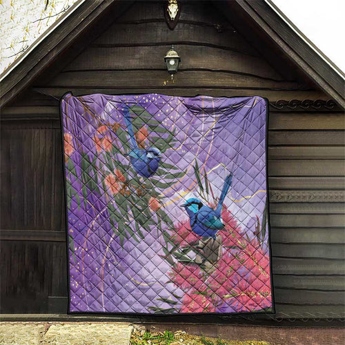 Australia Splendid Fairy Wren on Eucalyptus Quilt Epilepsy Awareness - Aussie Hoodie