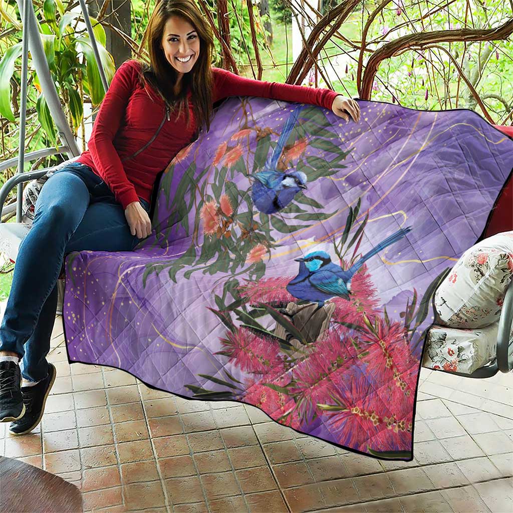 Australia Splendid Fairy Wren on Eucalyptus Quilt Epilepsy Awareness - Aussie Hoodie